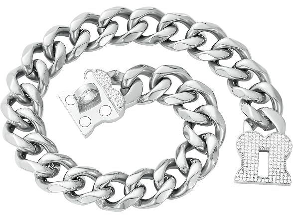 Silver Dog Chain Collars for Medium Large Do