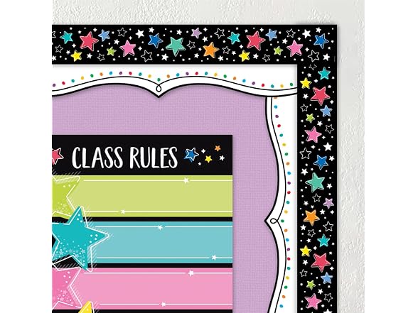 CTP Star Bright Colorful Stars on Black EZ Border