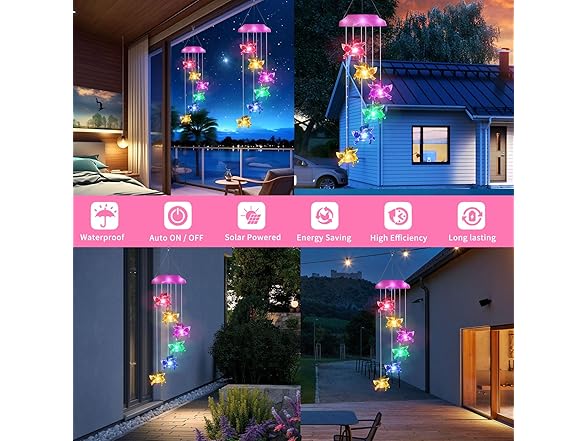 Solar Pig Wind Chimes with LED Lights