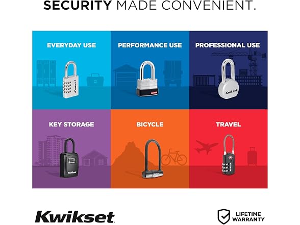 Kwikset TSA Luggage Lock with Cable, 4-Pack, Black