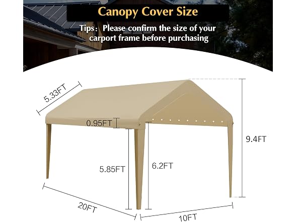 GOTRUTH 10x20 Canopy Replacement Cover
