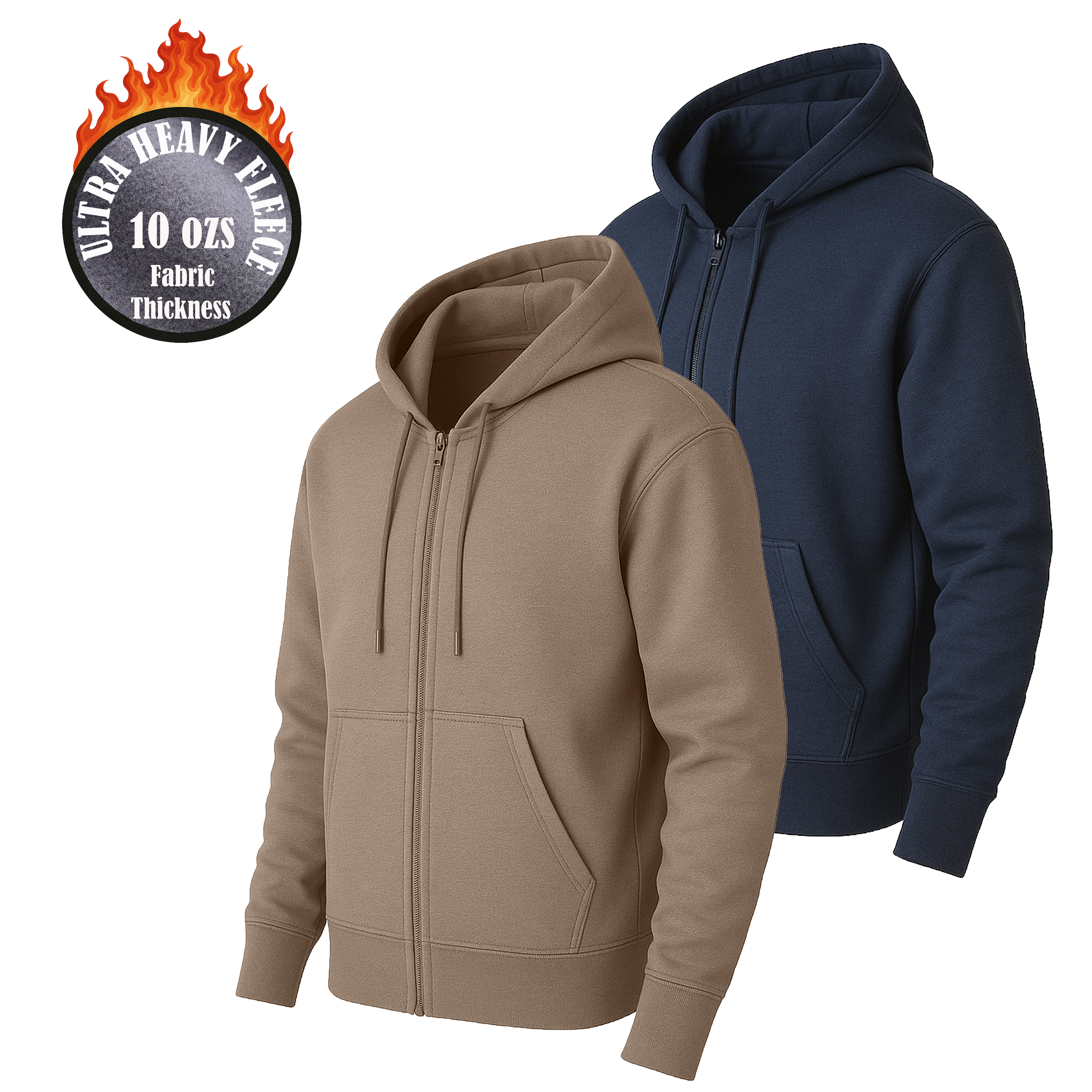 Mens Heavyweight Fleece-Lined Full Zip Hoodie - Gallery 26