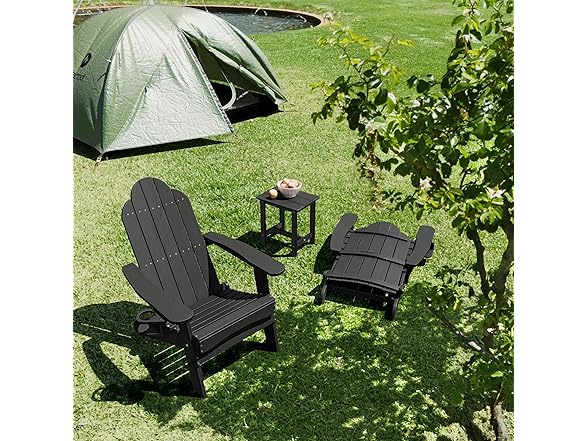Black Folding Adirondack Chair Set of 4