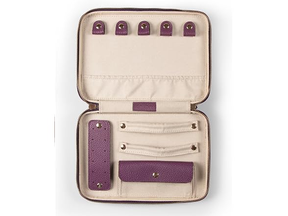 Londo Genuine Leather Travel Jewelry Case Purple