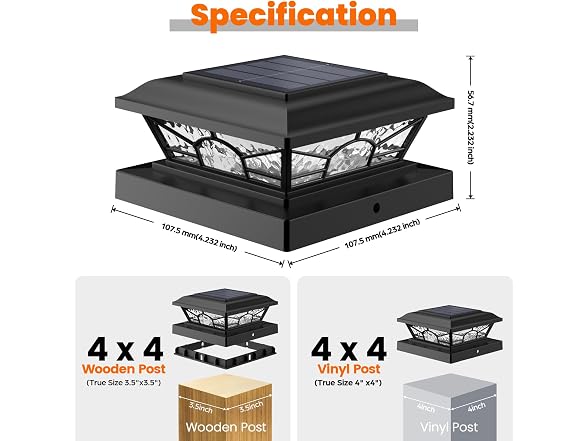 Brightever Solar Post Cap 6-Pack Black