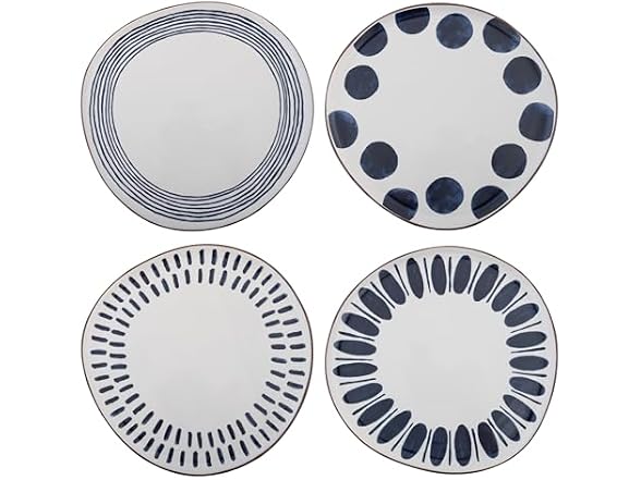 Karma Terra Cotta Salad Plate, 8-inch, Set of 4, Indigo Pattern