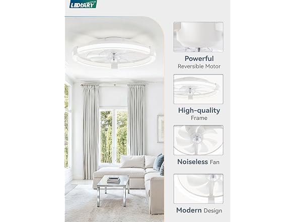 LEDIARY 20" Low Profile Ceiling Fan