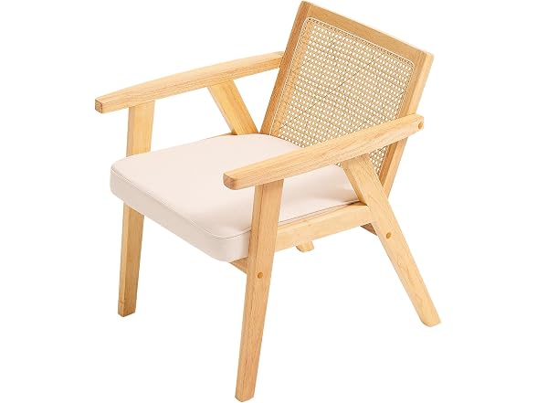 Mid Century Modern Rattan Chair, Upholstered