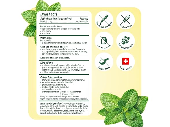 Ricola Sugar Free Lemon Mint Herbal Throat Drops
