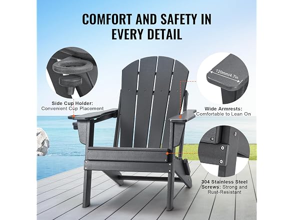 VEVOR Adirondack Chair Plastic, Set of