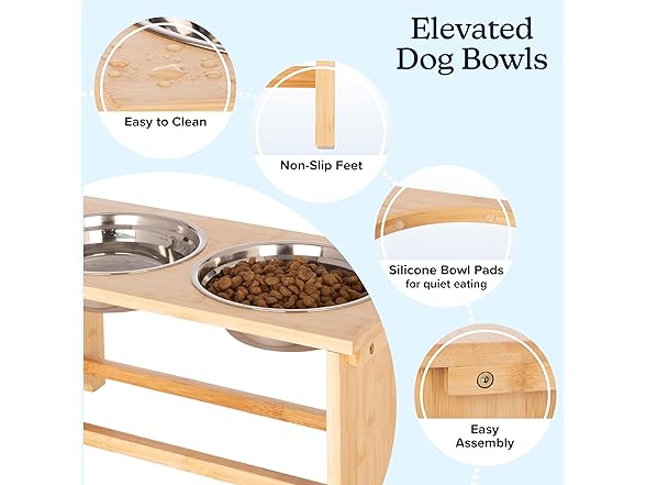 Elevated Dog Bowls w/ Bamboo Stand