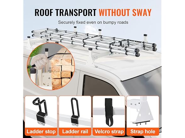 Trailer Ladder Rack, 54" 3 Crossbars Ladder Roof