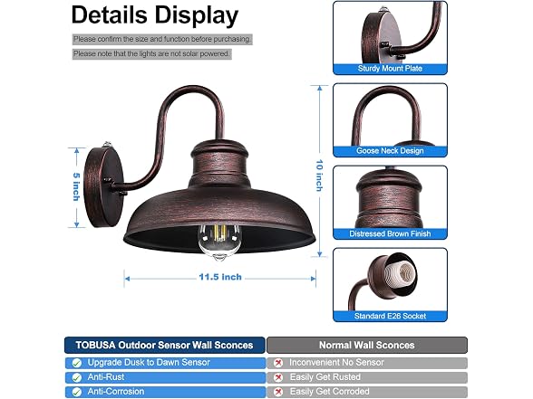TOBUSA 2-Pack Wall Sconce