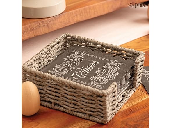 Karma, Woven Cocktail Napkin Holder Butterflies