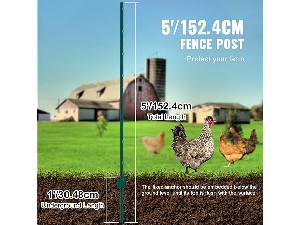 5 Feet Fence Post, 10 Pack U-Channel Heavy Duty