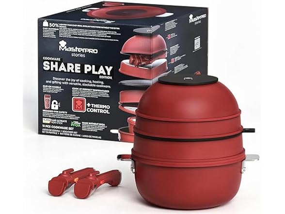 Bergner 11-Piece Non-Stick Cookware Set Red