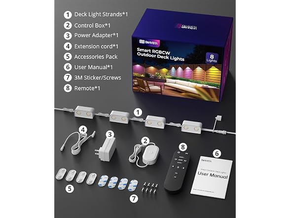 SMAVISTA Outdoor Deck Lights 8 Pack