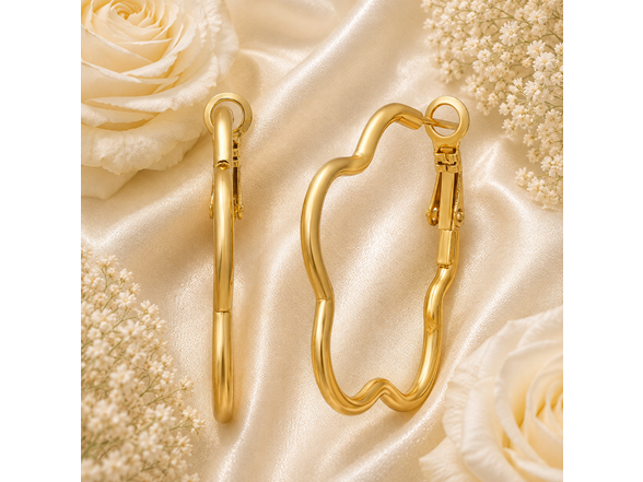 18k Gold Plated Wavy Hoop Earrings