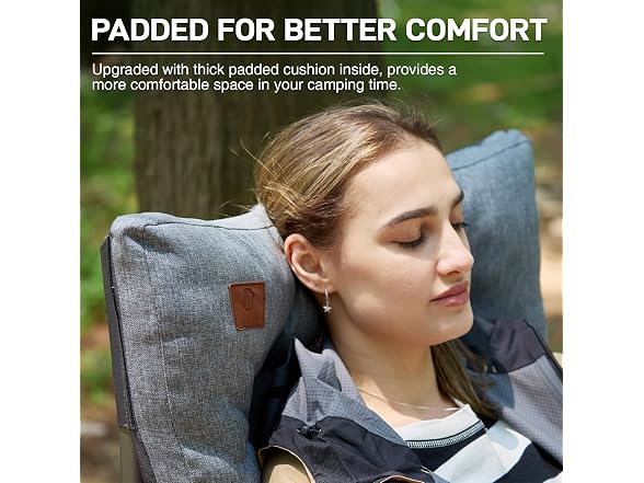 EVER ADVANCED Grey Padded Camping Chair 2 Pack