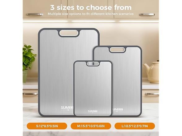 Sumzzz Set of 3 Double Sided Titanium Cutting Board