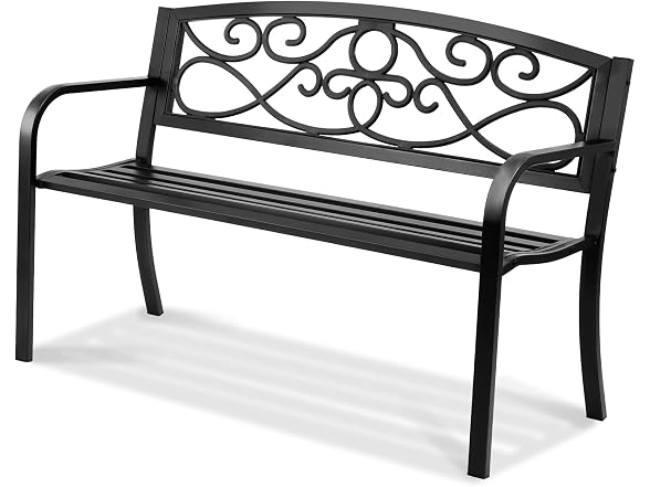 Outdoor Bench, 50 inches Metal Garden Bench for