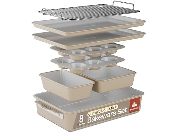 $49.99, Was $149.99, 66% Off! Bakken 8-Piece Stackable Bakeware Set dealfomo