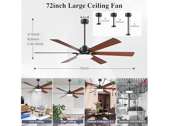 72in Indoor/Outdoor Ceiling Fan with Lights - Gallery 7
