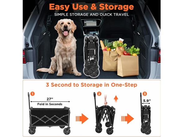 JINIHFW Wagon Cart Foldable, Portable w/ Wheels