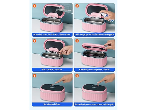 Onlikin Ultrasonic Pink Jewelry Cleaner - Gallery 9