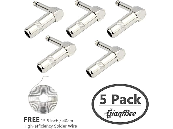 GiantBee 1/4" Audio Plugs 6.35mm Plug TS Male 1/4