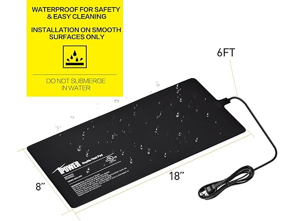 iPower 8 by 18-Inch 24W Reptile Heat Mat