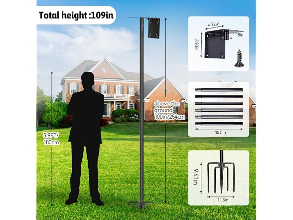 109" Heavy Duty Bird Feeder Pole