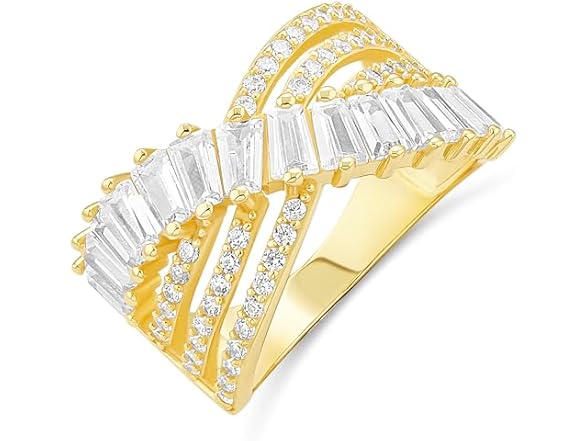 Amazon Essentials CZ Crossover Ring, 10