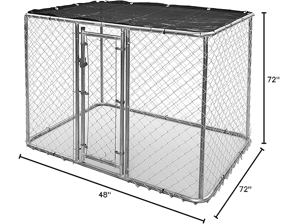 Chain Link Portable Kennel w/ Sunscreen