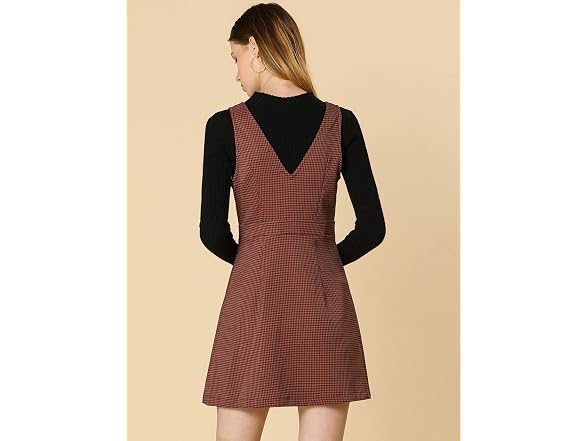 Allegra K Women (XS) Overalls Suspenders V Dress