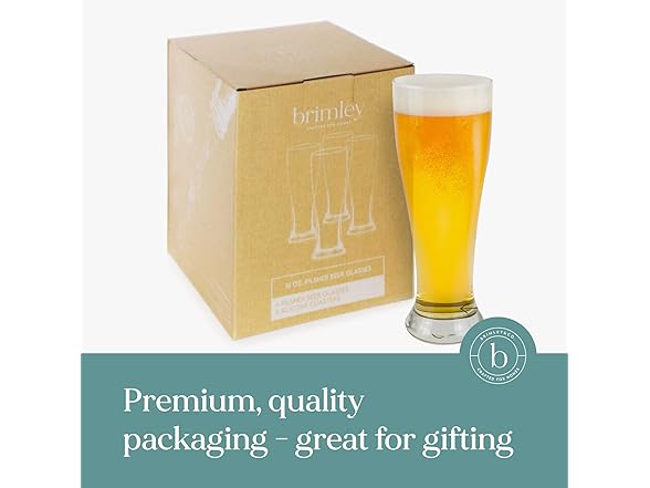 Nucleated Pilsner Beer Glasses 16oz Set of 4