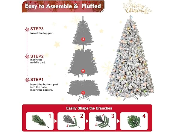 MARCOLOR 6FT Flocked Christmas Tree