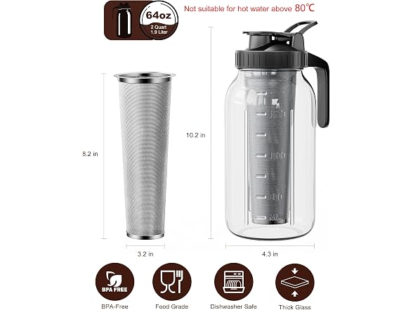 VA1KENE 64oz Cold Brew Coffee Maker