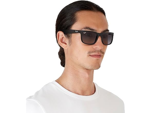 Ray-Ban RB4165 601/8G 55MM Rubber Black/Dark Grey Square Sunglasses for Men for Women (Open Box)