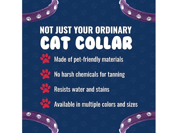 Athens Cat Collar, Leather Kitten Collar w/Rhinestones