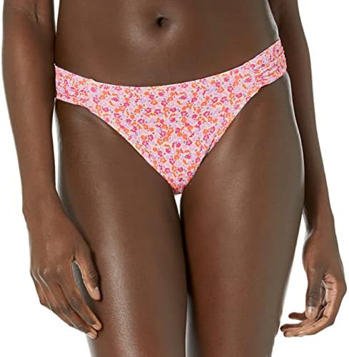 Amazon Essentials Women's Side Tab Bikini Swimsuit Bottom, Pale Peach Micro Floral, X-Large