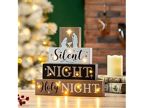 Glitzhome Christmas Table Decor Wooden S
