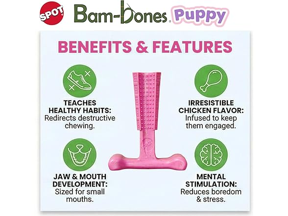 SPOT Bam-Bones Puppy T-Bone Dog Chew Toy