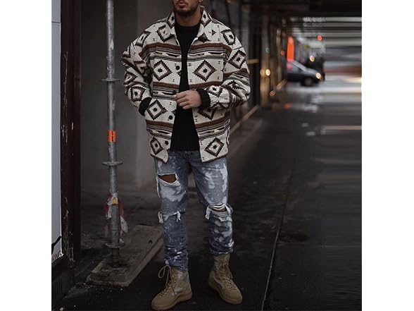 Chouyatou Men (M) Casual Tribal Aztec Button Coat
