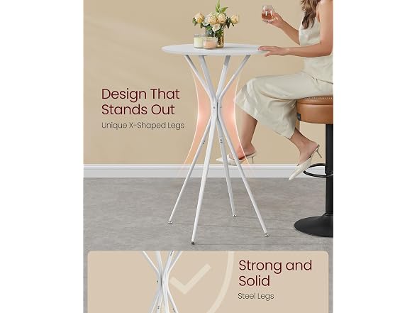 VASAGLE Bar Table, Round Cocktail High Top Pub Bistro Table