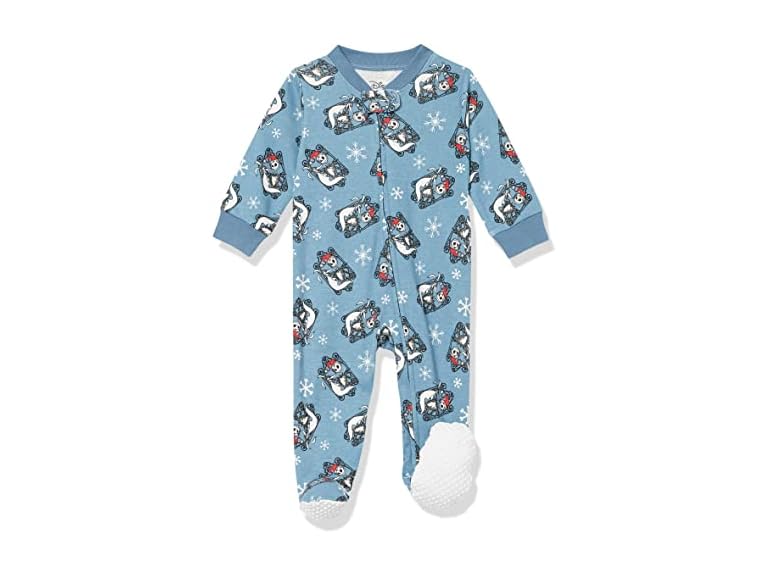 Amazon Essentials Disney | Marvel | Star Wars Unisex Babies' Snug-Fit Cotton Footed Pajamas, Nightmare Santa Jack - Sleep & Play, 6-9 Months
