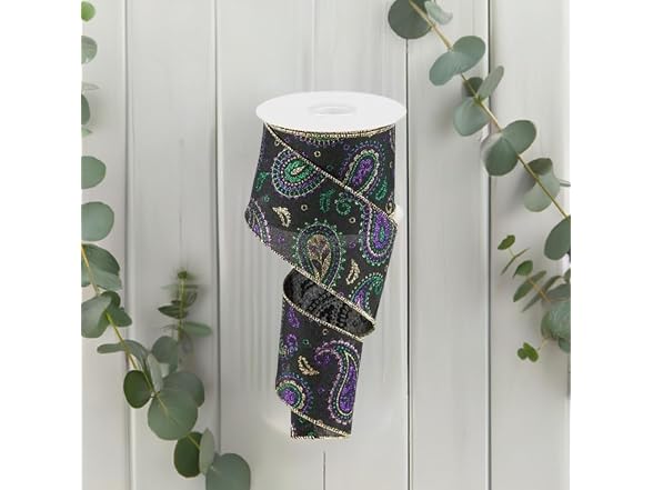 Paisley Wired Edge Ribbon - 10 Yards (2.5