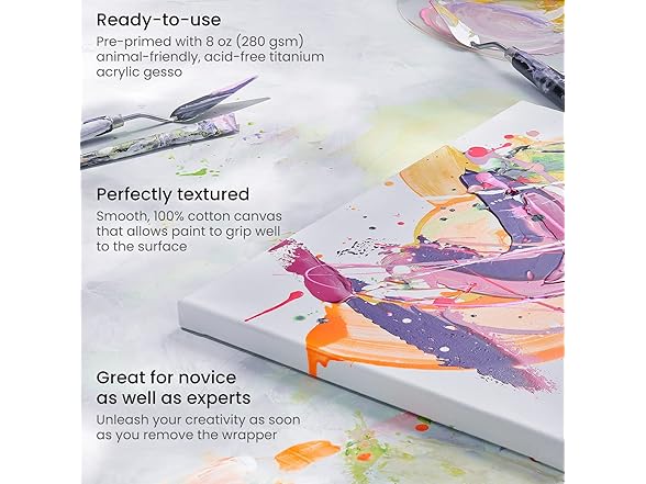 ARTEZA Stretched Canvas Multipack of 10