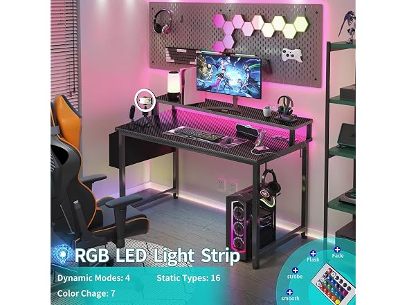 Lufeiya 40in Gaming Desk w/LED Lights