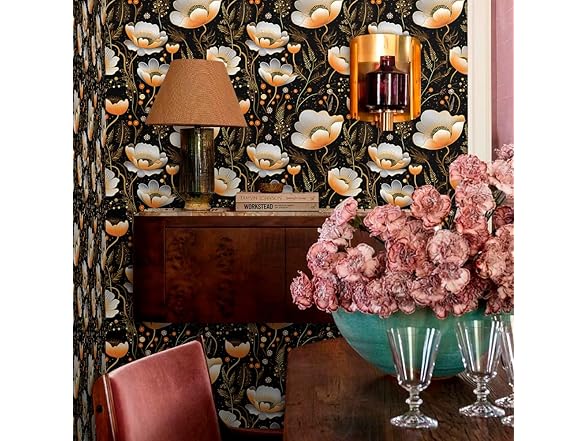 WalRiddle Dark Lotus Peel Stick Wallpaper